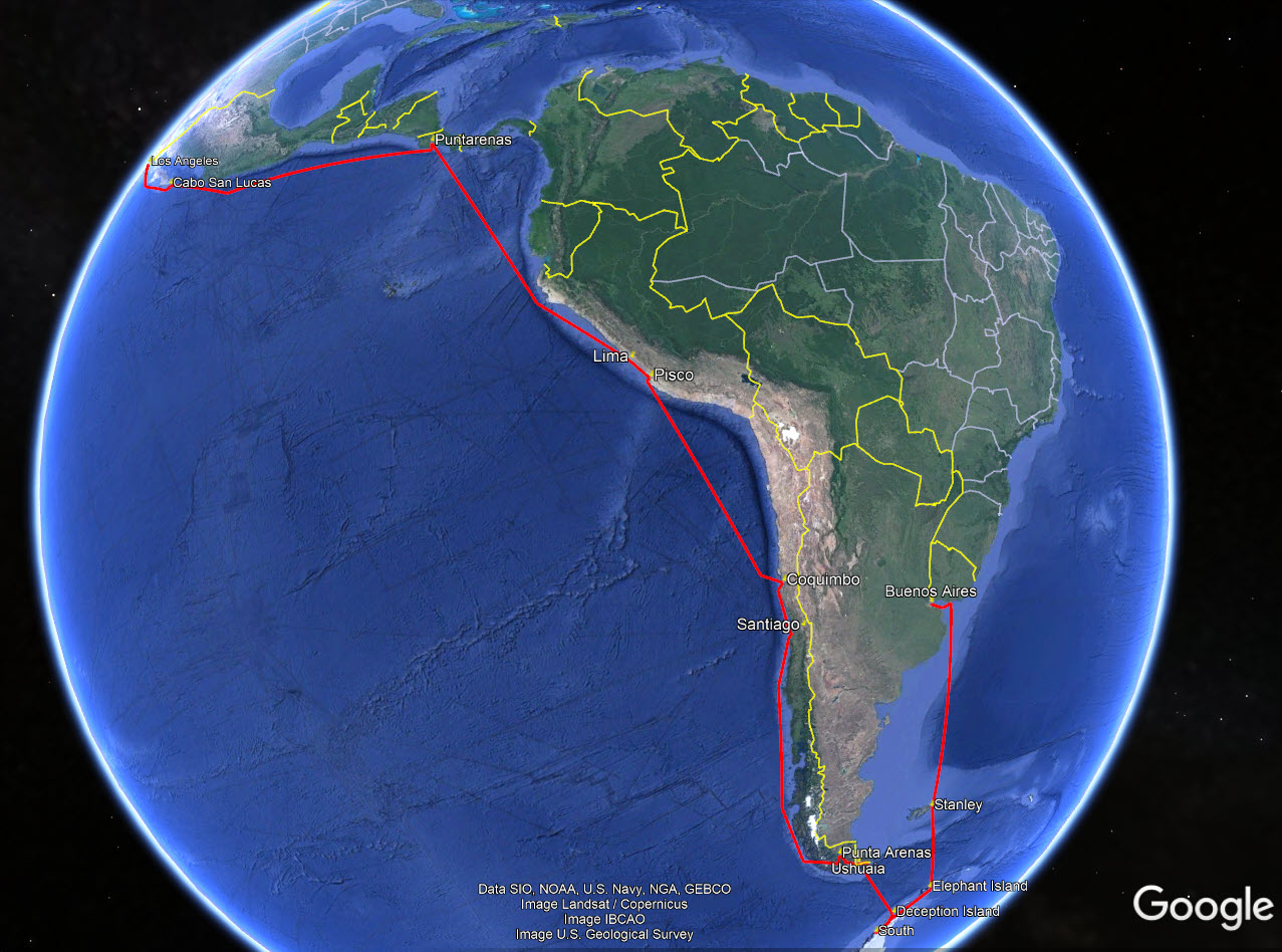 map of south american cruise