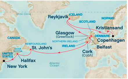 map of the cruise route